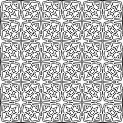 Abstract background with figures from lines. black and white pattern for web page, textures, card, poster, fabric, textile. Monochrome graphic repeating design.