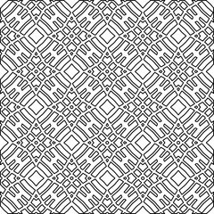 Abstract background with figures from lines. black and white pattern for web page, textures, card, poster, fabric, textile. Monochrome graphic repeating design.