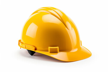 Fototapeta premium Yellow safety helmet on white background.