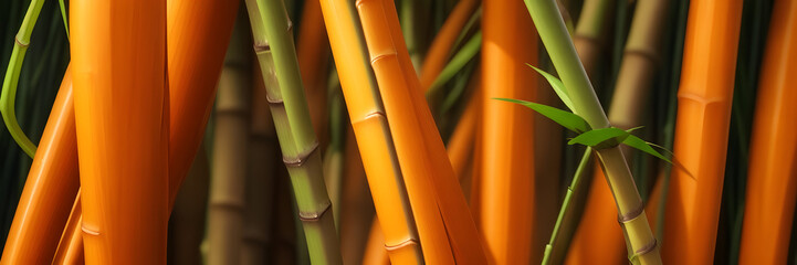 Green and orange bamboo plants pattern texture