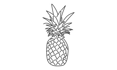 Line art of Pineapple vector illustration