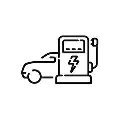 Car charging line icon isolated on white background