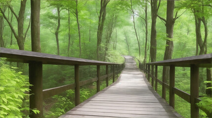 Foot bridge to the forest by Generative AI