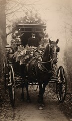 victorian funeral carriage - vintage photography (Generative AI)