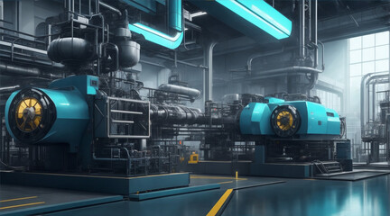 Modern manufacturing equipment in a futuristic factory by Generative AI