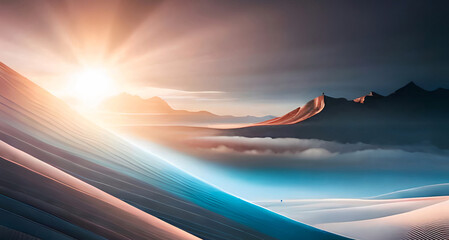 Abstract background of sunrise in the mountains