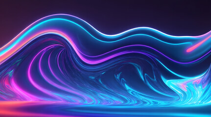 Obraz premium Abstract fluid iridescent holographic neon fluid curved wave in motion colorful background.3d render gradient design elements for posters, banners, wallpapers, backgrounds, and covers. Generative AI 