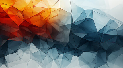 Abstract polygon pattern white blue and orange color, low poly background.