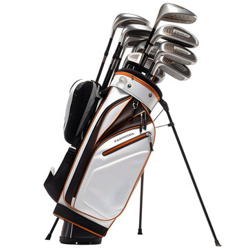 Stand-up golf bag on a transparent background