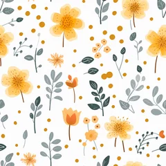Stof per meter Seamless pattern of beautiful flower blooming on white background. © BK_graphic