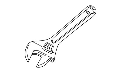 line art of wrench vector illustration