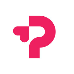 Letter P heart simple modern logo