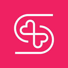 Letter S heart creative line logo design