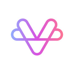 Letter V heart creative modern logo design