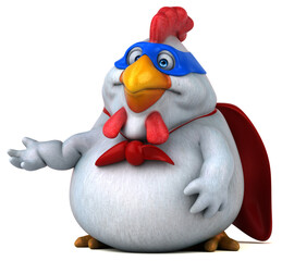 Fun 3D cartoon illustration of a chicken superhero
