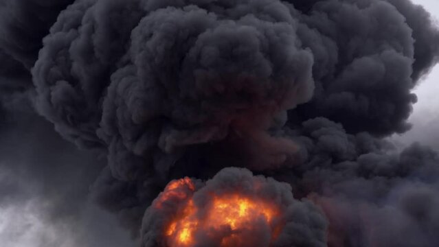 Fire, black smoke, open burning, environmental disaster