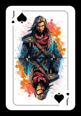 Jack of spades. Playing card design, pop style, vibrant colors, ai generated
