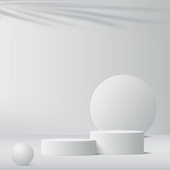 Abstract background with white color geometric 3d podiums. Vector