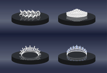 set of Crown and tiara vector illustration, crown, tiara, jewel crown, crown for princess and queen, girl head accessories © lala Firdaa