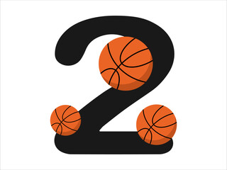 Basketball alphabet sport number 2 illustration