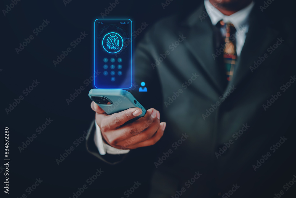 Poster high technology security protection concept. two-step verification, login, encrypted account identit