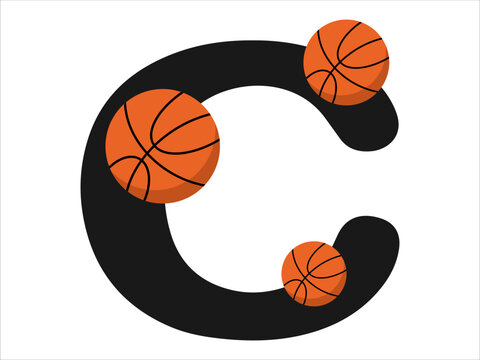 Basketball alphabet sport Letter C illustration