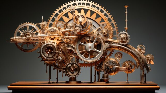 Chrono-Mechanical Sculpture: A sculpture composed of intricate gears and mechanical parts, representing the fusion of art and technology  | generative AI