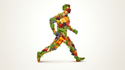 man painted with fruits and vegetables