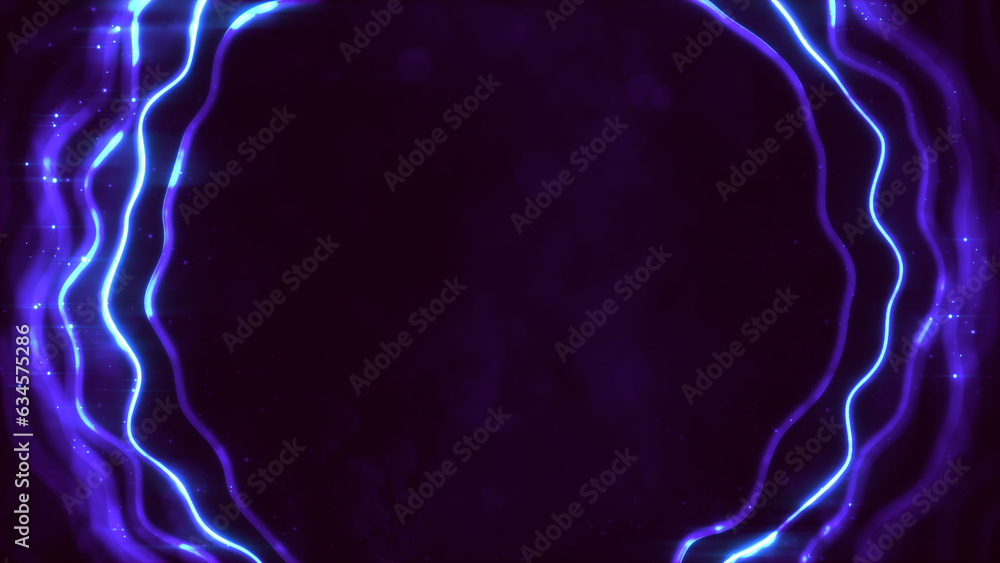 Poster bright glowing blue twinkling soft forms on black background - abstract 3d rendering