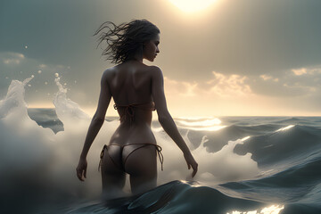 bikini playing in the sea.
Generative AI