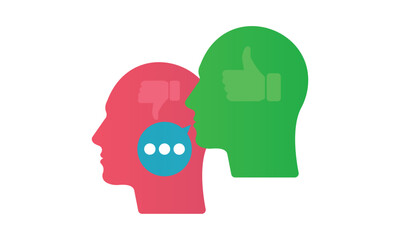 Two heads with talk bubble like gossip.on white background.Vector Design Illustration.