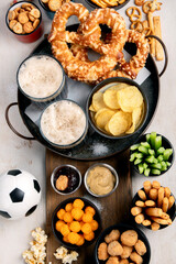 Appetizers on the table for the football party time.