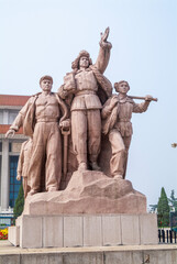 View of the monument in front of Mao's Mausoleum on Tiananmen Square