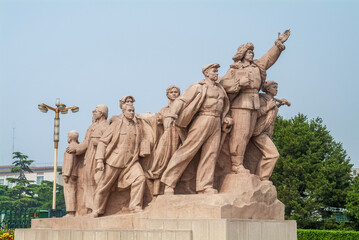 Monument in front of Mao's Mausoleum on Tiananmen Square, China 