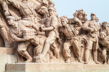 Close up of Workers Statue at Tiananmen square in Beijing, China