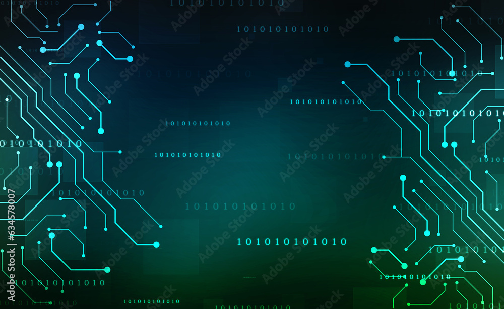 Poster abstract futuristic circuit board illustration, circuit board with various technology elements. circ