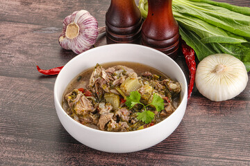 Steamed lamb meat with vegetables