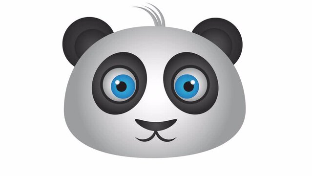 Cute Panda simple animation in 4k - Alpha Channel. Black and white cute panda animation.