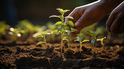 Nurturing Growth: A Gardener's Hands Planting Life