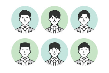 男性ビジネスマンのアバターアイコンイラストセット