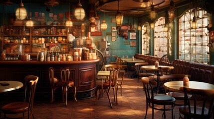 Fototapeta na wymiar Vintage interior of restaurant