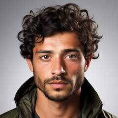 Obraz premium Professional studio head shot of a 27-year-old Pakistani man with captivating eyes.