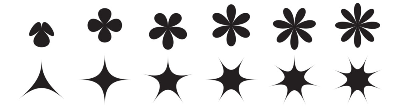 abstract shape brutalism y2k element design star flower light burst