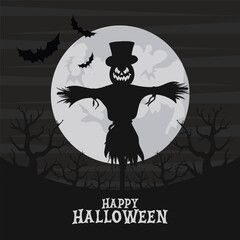 halloween background with bats and moon