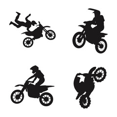 Naklejka premium Motocross Silhouette Vector Illustration Collection