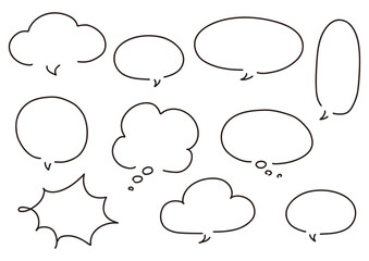 シンプルな線の手書き吹き出しセット