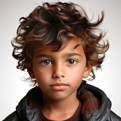 Naklejka premium A tranquil 7-year-old Sri Lankan boy with a serene expression.