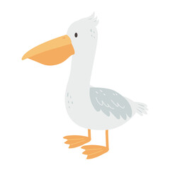 Cute pelican in cartoon style