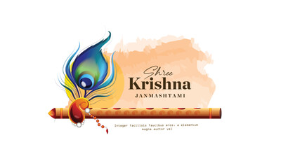 Creative Hand Lettering Text "Krishna Janmashtami" with Beautiful Illustration of Dahi Handi, Traditional Poster Design for Hindu Festival Shree Krishna Janmashtami.