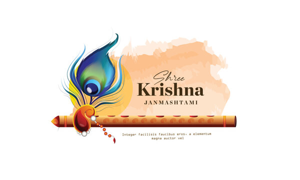 Creative Hand Lettering Text "Krishna Janmashtami" with Beautiful Illustration of Dahi Handi, Traditional Poster Design for Hindu Festival Shree Krishna Janmashtami.